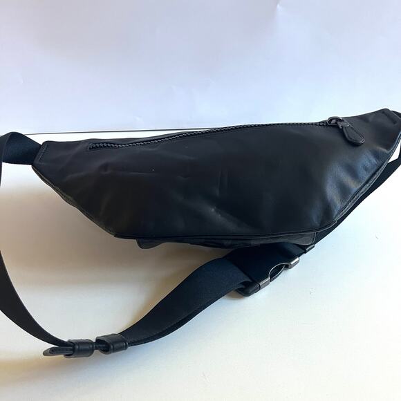 COACH League Belt Bag In Signature Print, Black Leather, Unisex - Picture 10 of 14